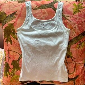 j. crew perfect fit white tank top camisole cotton square neck full length